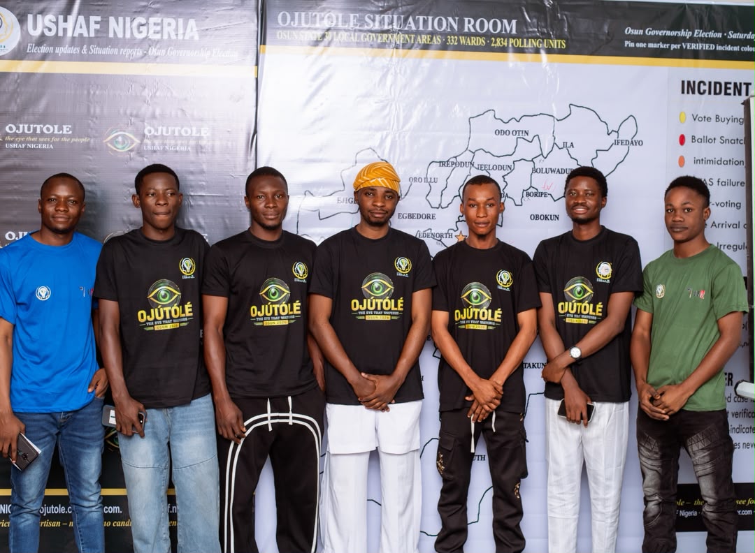 OJÚTÓLÉ situation room team in front of the Osun State map